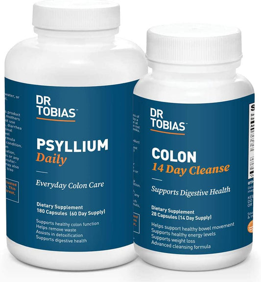 Dr. Tobias Colon Health Bundle with Colon 14 Day Cleanse and Psyllium Daily Supporting Healthy Bowel Movements