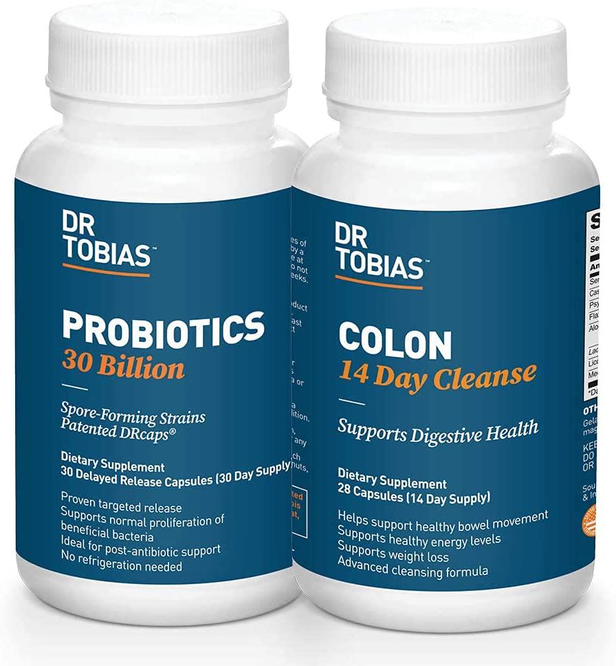 Dr. Tobias Digestive Kickstarter Bundle with Colon 14 Day Cleanse and Probiotics 30 Billion for Gut Health and Healthy Bowel Movements