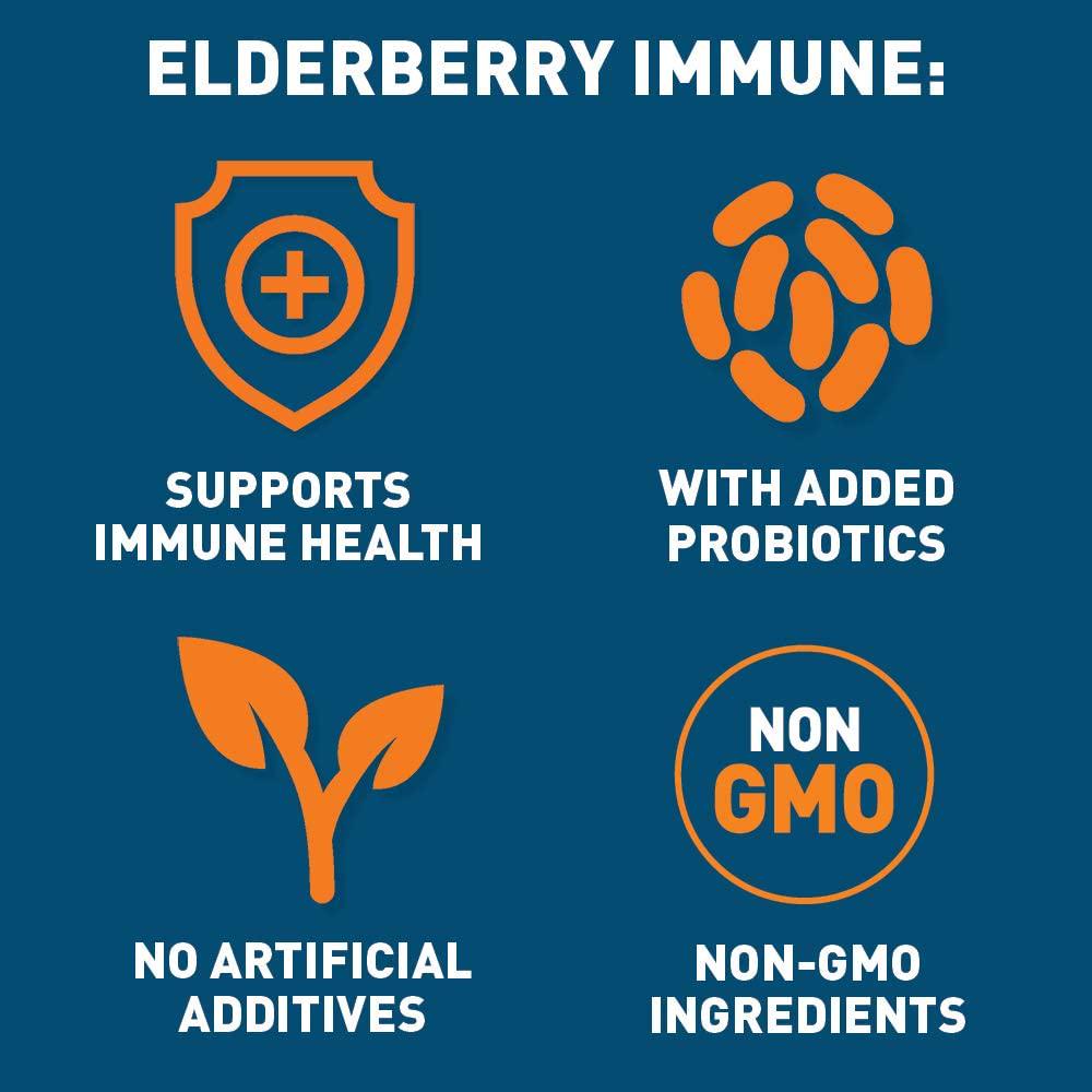 Dr Tobias - Elderberry Immune - with Echinacea, Zinc and Vitamin C - 4.8 Billion CFU Probiotics - 30 Day Supply
