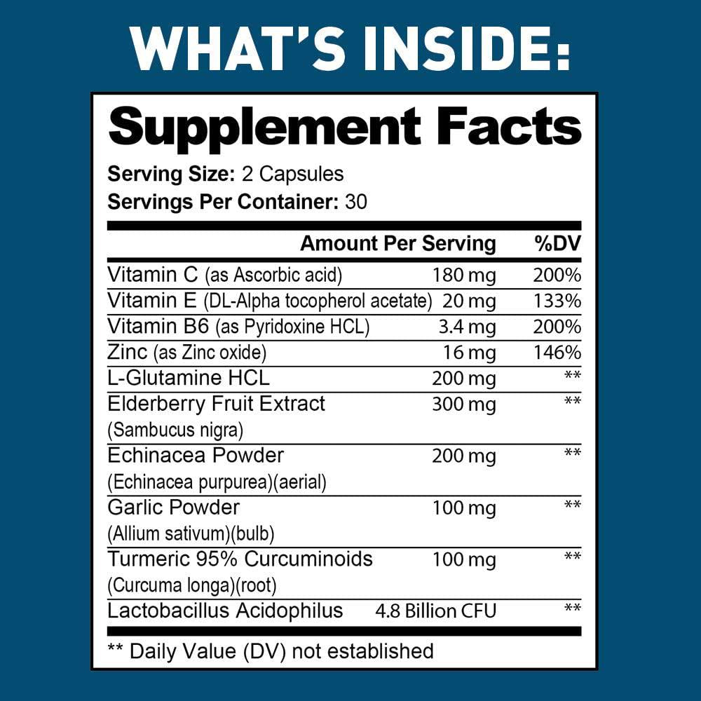 Dr Tobias - Elderberry Immune - with Echinacea, Zinc and Vitamin C - 4.8 Billion CFU Probiotics - 30 Day Supply