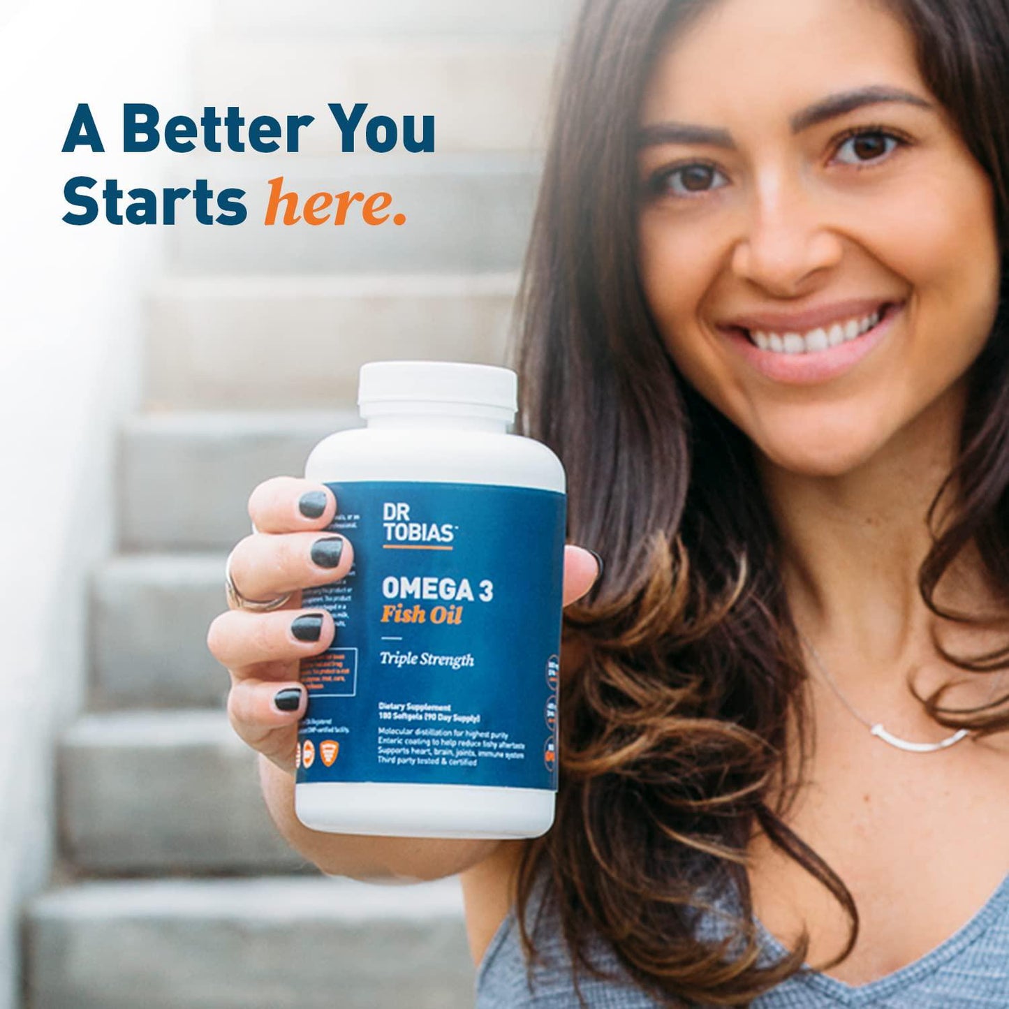 Dr. Tobias Omega 3 Fish Oil, Triple Strength, Supports Brain and Heart Health, 2000 mg per Serving, 90 Soft Gels (2 Daily, 45 Day Supply)