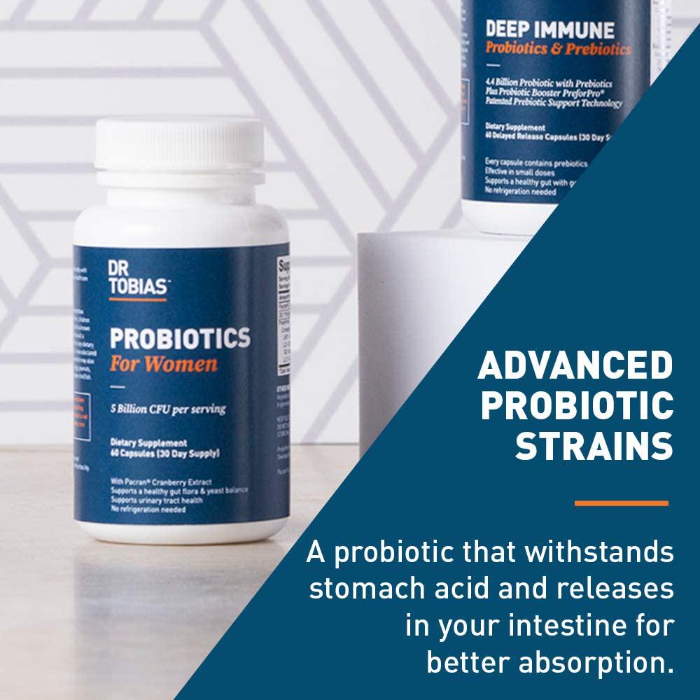 Dr Tobias Probiotics for Women - Deep Immune for Women - with Organic Cranberry Extract for Urinary Tract Support (60 Count)