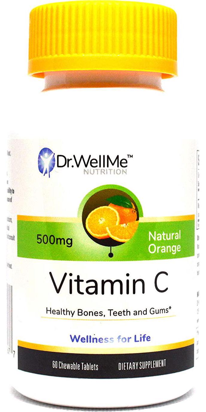Dr. WellMe Nutrition 500mg Easy Chewable Vitamin C Tablets for Kids and Adults Provides Immune and Bone Support | Made in The USA by Doctors of Pharmacy | Natural Orange Flavor 60ct