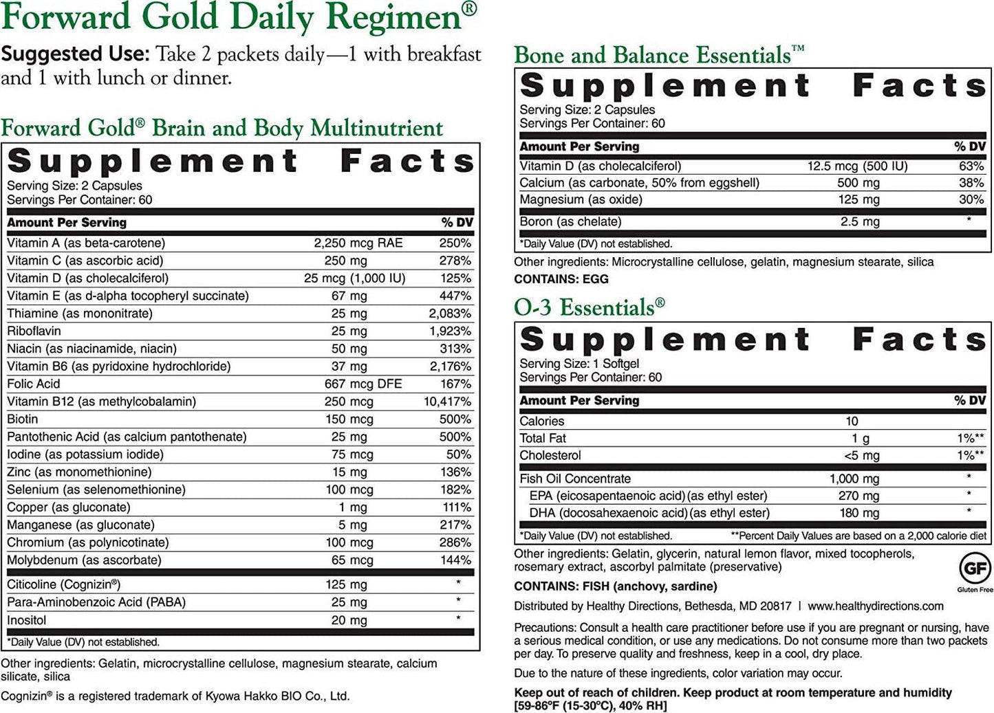 Dr. Whitaker's Forward Gold Daily Regimen Multi-Nutrient Vitamin Supplement for Adults 65+, 60 Packets (30-Day Supply)