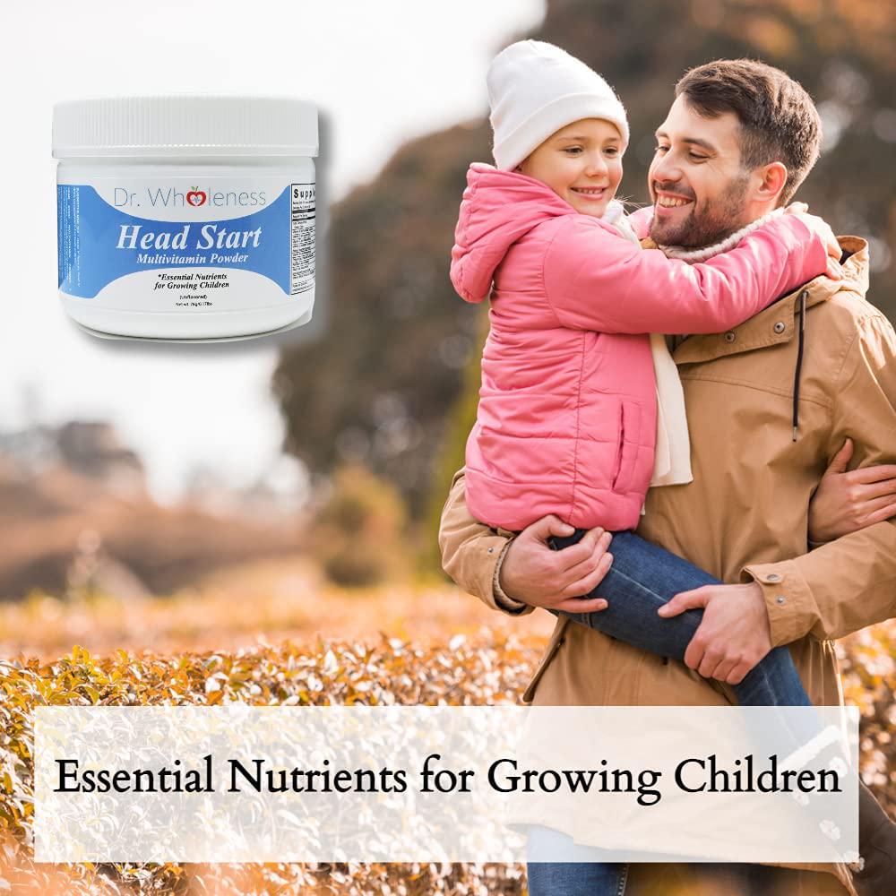 Dr. Wholeness Head Start Multivitamin Powder | Essential Nutrients for Growing Children, Methylated B-Vitamins, Easy to Mix, No Flavors, Sweeteners Or Preservatives - 60 Servings