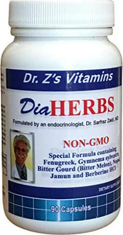 Dr. Z's - DiaHerbs - Herbs for Diabetes - Supports Healthy Glucose Levels Naturally - Special Blend of Five Herbs - 90 Count