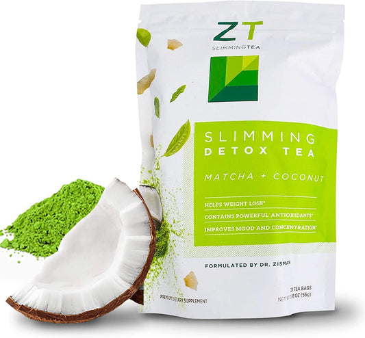 Dr. Zisman ZT Slimming Tea, Matcha-Coconut Detox Blend, Weight Loss Tea with Antioxidant Effects, Enhances Mood and Improves Concentration, Lose Weight with a Healthier Digestion (28 Tea Bags)