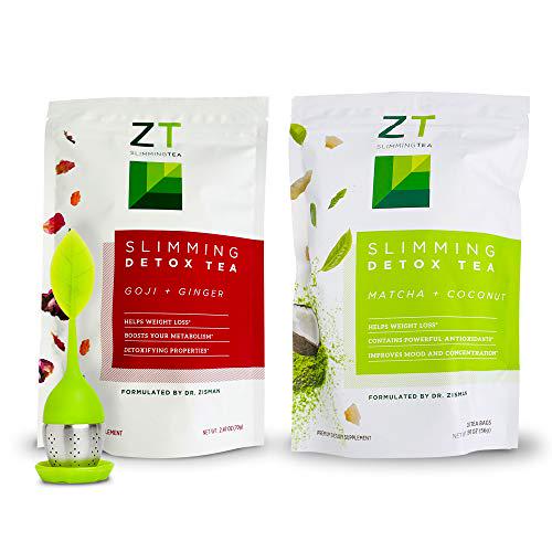 Dr. Zisman ZT Slimming Detox Tea Pack (Goji-Ginger + Matcha Coconut) | Weight Loss and Detox Blend | Herbal Tea for Cleanse | Increase Antioxidant Effects | Accelerate your Metabolism