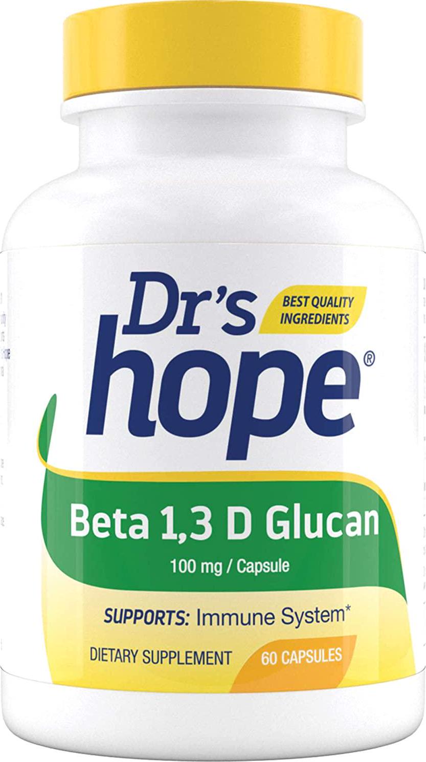 Dr's Hope Beta 1,3D Glucan 100mg - Immune Health Booster - Gluten Free, Vegan, No Additives, Made in USA - 60 Veggie Caps