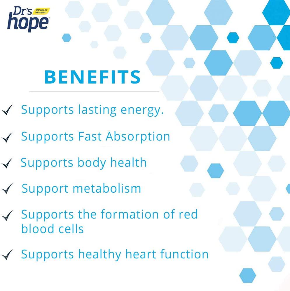 Dr's Hope Vitamin B12 (cyanocobalamin) 1000 mcg - Great Taste, Chewable, Fast Absorption, Supports Energy Levels, Oral Heath, Non-GMO, No Artificial Additives - Made in USA 120 Tablets