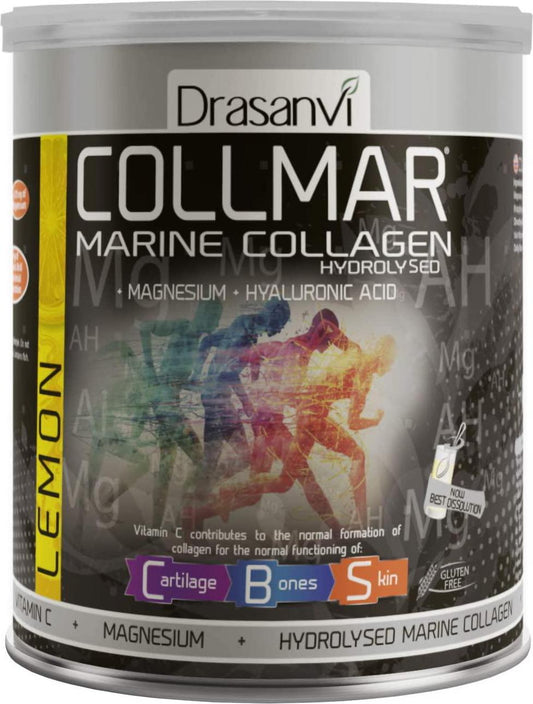 Drasanvi Collmar Hydrolyzed Marine Collagen with Magnesium Powder 300g Lemon Flavor - Spaniard Supplements for a Healthy Skin Cartilage and Bones - Helps Improve and Reduce Tiredness and Fatigue