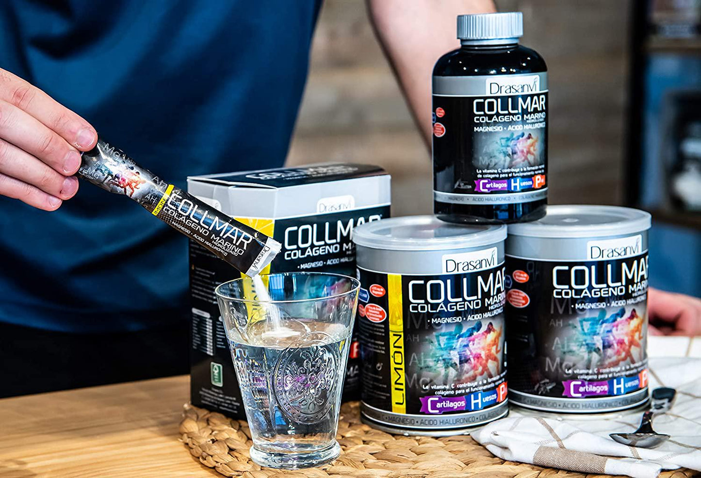 Drasanvi Collmar Hydrolyzed Marine Collagen with Magnesium Powder 300g Lemon Flavor - Spaniard Supplements for a Healthy Skin Cartilage and Bones - Helps Improve and Reduce Tiredness and Fatigue