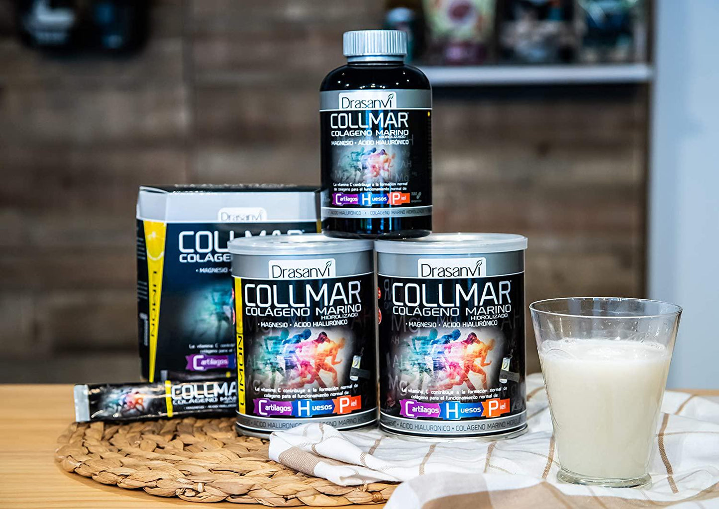 Drasanvi Collmar Hydrolyzed Marine Collagen with Magnesium Powder 300g Lemon Flavor - Spaniard Supplements for a Healthy Skin Cartilage and Bones - Helps Improve and Reduce Tiredness and Fatigue