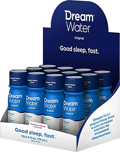 Dream Water Natural Sleep Aid; GABA, MELATONIN, 5-HTP,Shot, Nighttime Nectar, 2.5 Fl Oz 12 Count, Lavender