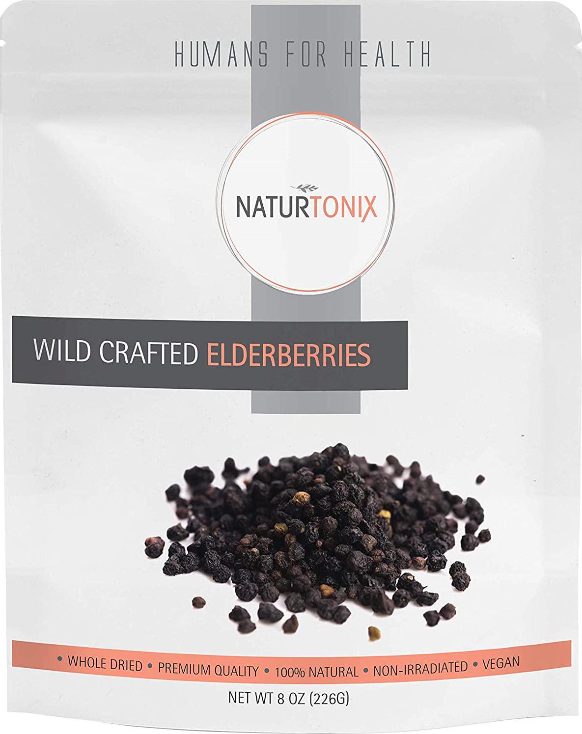 Dried Elderberries | 100% Natural European Whole Wild Crafted Elder Berry (Sambucus nigra) 8 Ounce Resealable Pouch