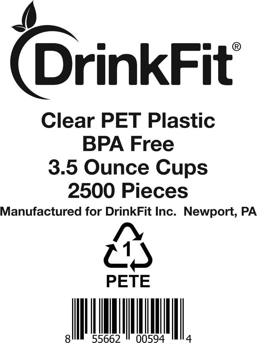 DrinkFit Plastic Cups - Clear Plastic Cups, Disposable Plastic Cups, BPA Free Clear Disposable Plastic Cups for Party, Medicine Cups, Jello Shots, Condiments and Dessert Cups (2500ct Case - 3.5oz)