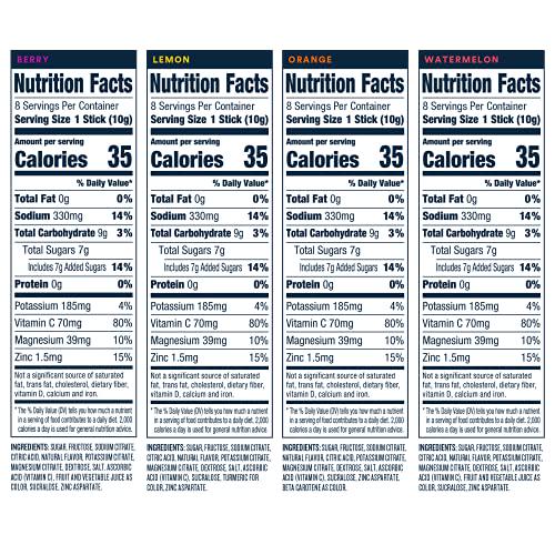 DripDrop ORS Hydration - Electrolyte Powder Packets - Watermelon, Berry, Orange, Lemon - 32 Count