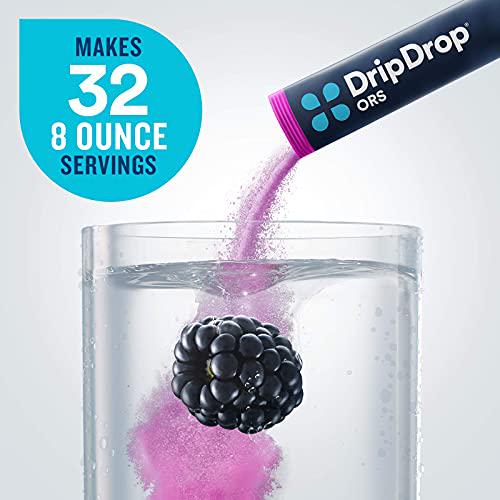DripDrop ORS Hydration - Electrolyte Powder Packets - Watermelon, Berry, Orange, Lemon - 32 Count