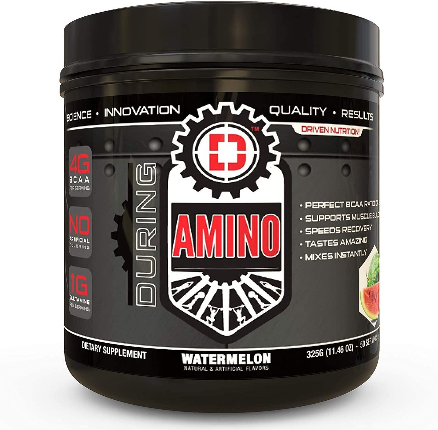 Driven Amino-BCAA Enhanced with Glutamine- Aids in Muscle Recovery, Increase Muscle Protein Synthesis, and Improve Lean Body Mass-Perfect 2:1:1 BCAA Ratio (Watermelon)