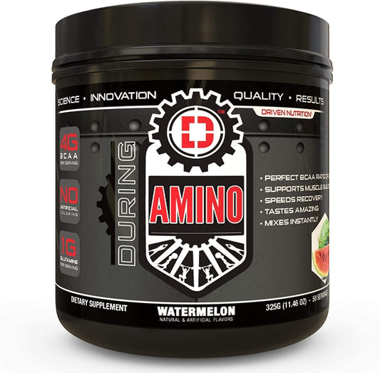 Driven Amino-BCAA Enhanced with Glutamine- Aids in Muscle Recovery, Increase Muscle Protein Synthesis, and Improve Lean Body Mass-Perfect 2:1:1 BCAA Ratio (Watermelon)