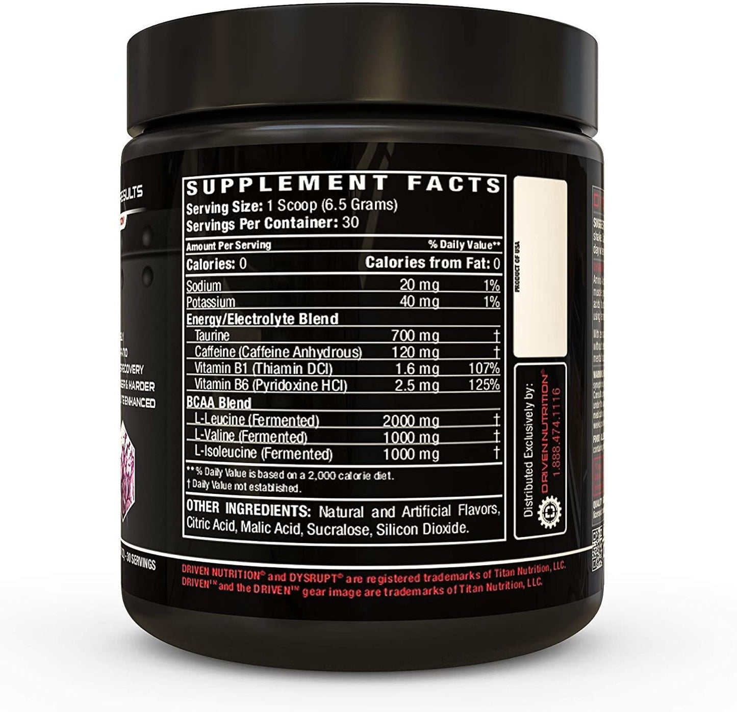 Driven DYSRUPT Pre-Workout Powder - BCAAs, Caffeine and Electrolytes - Low Carb/Sugar Free Energy Drink Supplement - Increases Fat Burning, Physical, and Mental Endurance for Focus and Building Muscle Mass