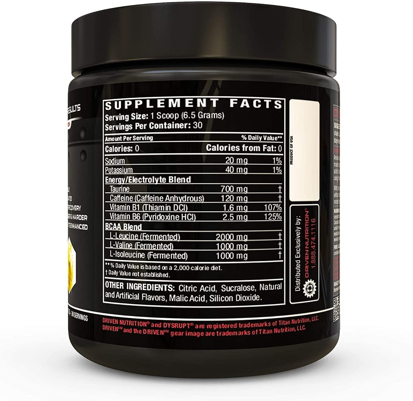 Driven DYSRUPT Pre-Workout Powder - BCAAs, Caffeine and Electrolytes - Low Carb/Sugar Free Energy Drink Supplement - Increases Fat Burning, Physical, and Mental Endurance for Focus and Building Muscle Mass