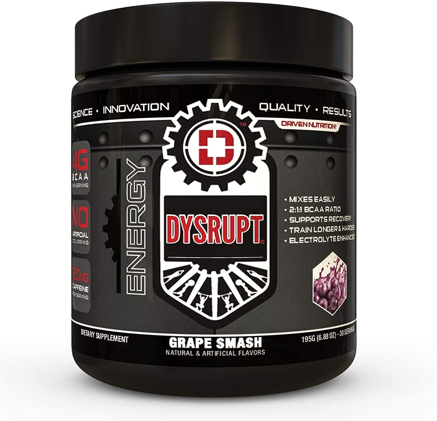 Driven DYSRUPT Pre-Workout Powder - BCAAs, Caffeine and Electrolytes - Low Carb/Sugar Free Energy Drink Supplement - Increases Fat Burning, Physical, and Mental Endurance for Focus and Building Muscle Mass