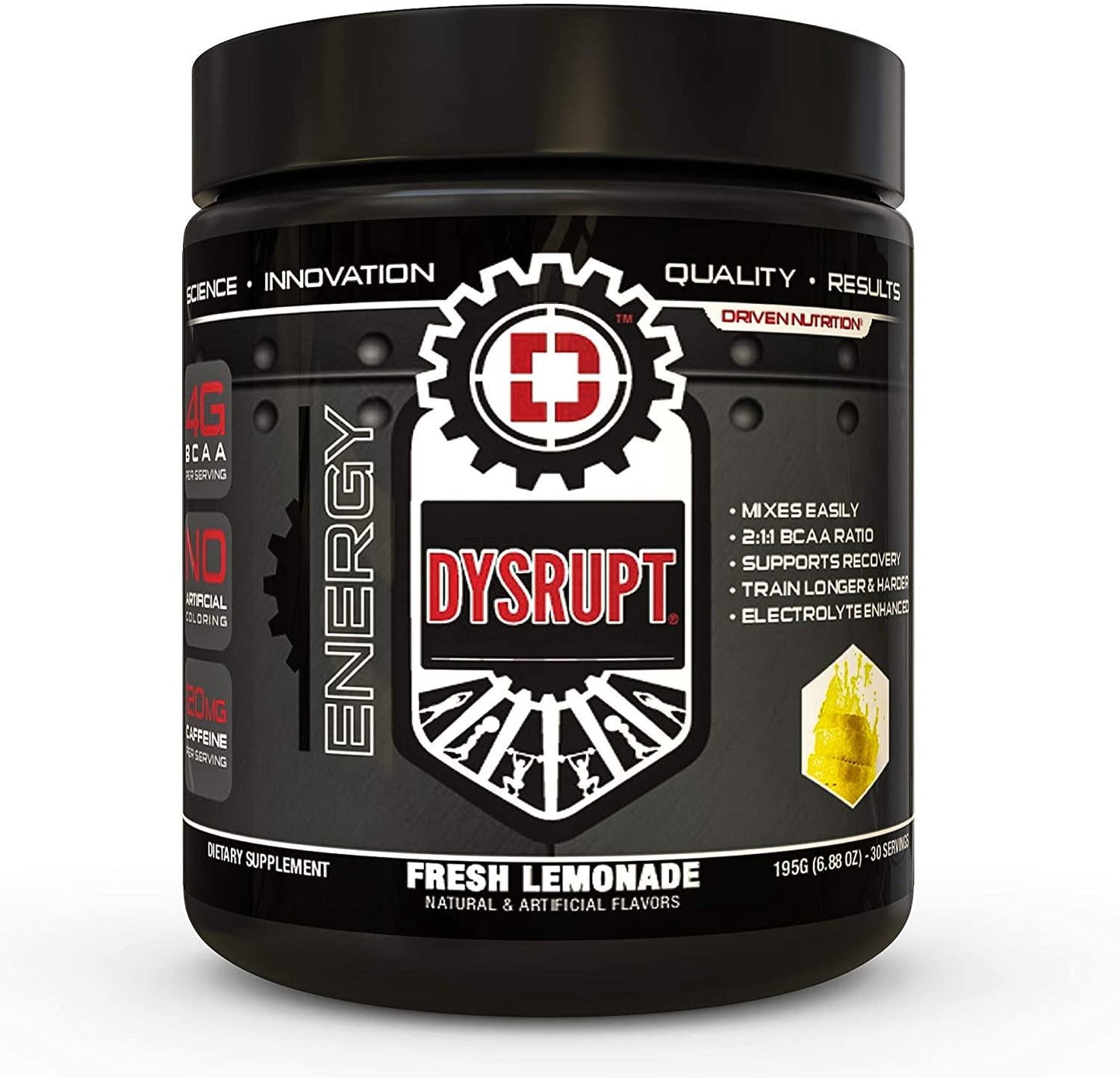 Driven DYSRUPT Pre-Workout Powder - BCAAs, Caffeine and Electrolytes - Low Carb/Sugar Free Energy Drink Supplement - Increases Fat Burning, Physical, and Mental Endurance for Focus and Building Muscle Mass