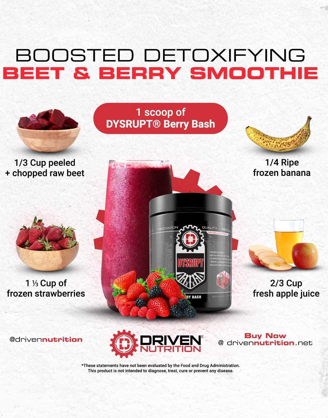 Driven DYSRUPT Pre-Workout Powder - BCAAs, Caffeine and Electrolytes - Low Carb/Sugar Free Energy Drink Supplement - Increases Fat Burning, Physical, and Mental Endurance for Focus and Building Muscle Mass