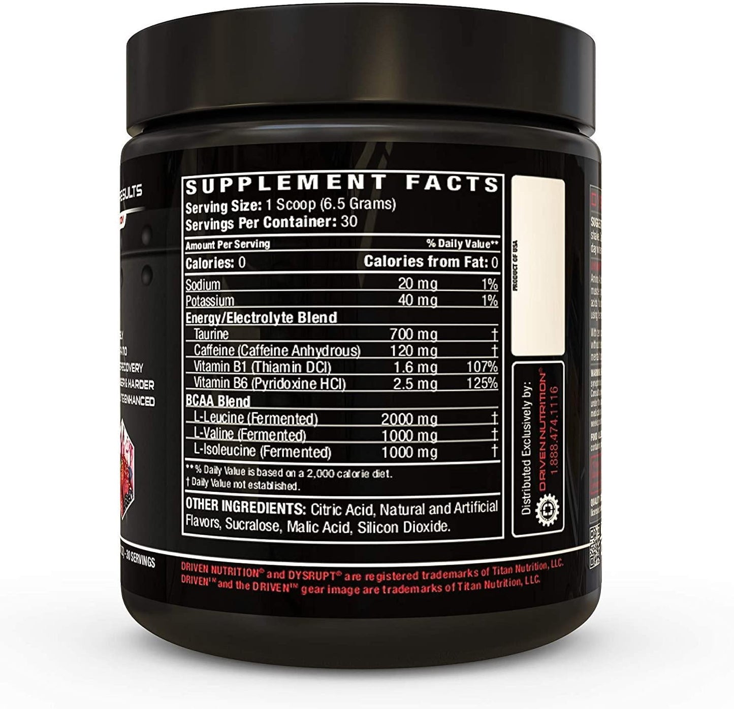 Driven DYSRUPT Pre-Workout Powder - BCAAs, Caffeine and Electrolytes - Low Carb/Sugar Free Energy Drink Supplement - Increases Fat Burning, Physical, and Mental Endurance for Focus and Building Muscle Mass