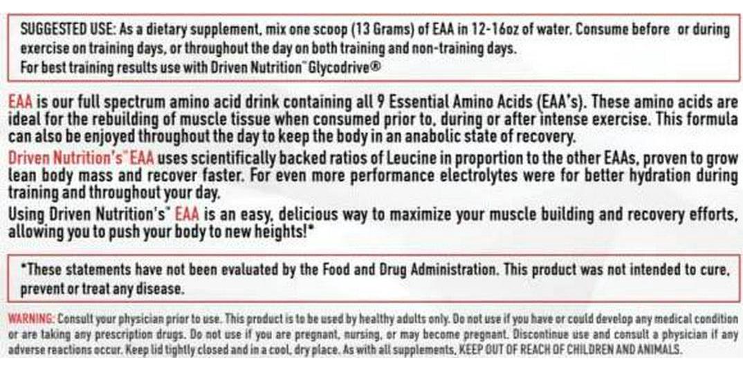 Driven EAA - Full Spectrum Essential Amino Acid Drink (Strawberry Slushie)