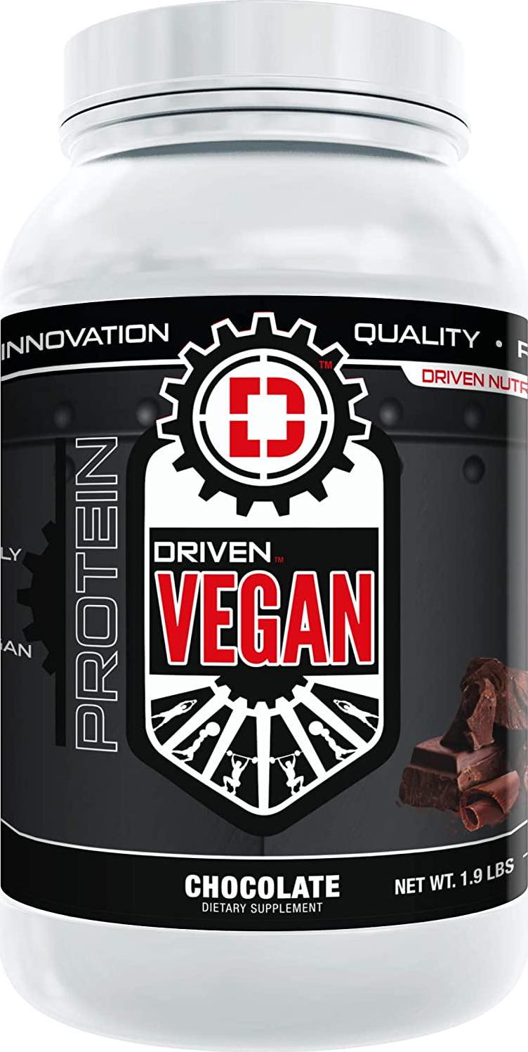 Driven Vegan Protein Powder (2 lbs) - 100% Plant-Based, Essential Amino Acids + Antioxidant-Rich Superfoods - Clean, Non-Dairy, High-Fiber - Build Muscle and Burn Fat - Post-Workout Recovery- Chocolate