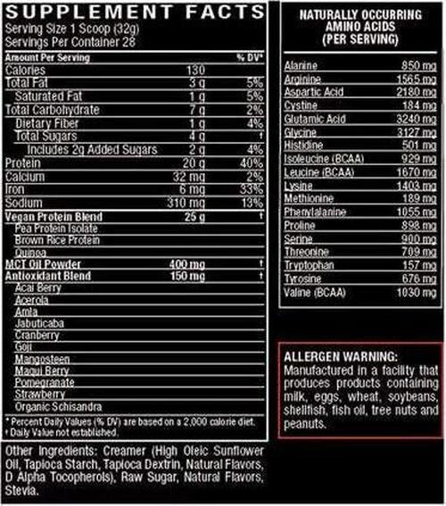 Driven Vegan Protein- 100% Plant Based Protein from Pea, Brown Rice, and Quinoa Enhanced with 11 Superfoods for Antioxidant Support (2lb Vanilla)