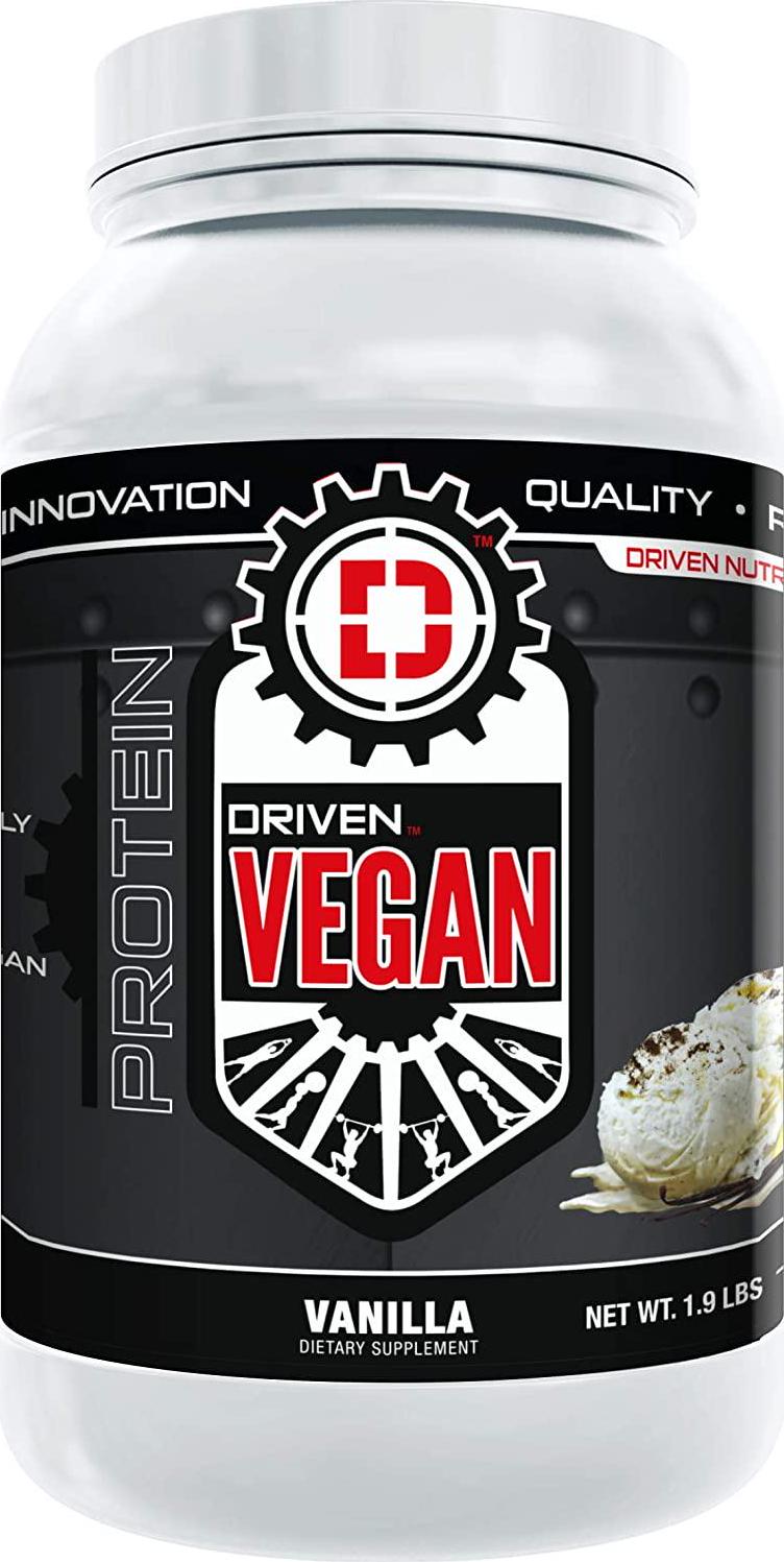 Driven Vegan Protein- 100% Plant Based Protein from Pea, Brown Rice, and Quinoa Enhanced with 11 Superfoods for Antioxidant Support (2lb Vanilla)