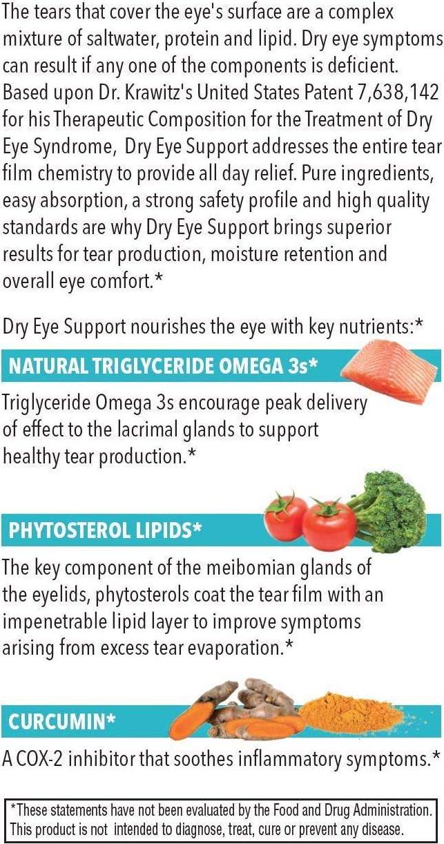 Dry Eye Support with Omega 3, Lipids Curcumin (60 Softgels)
