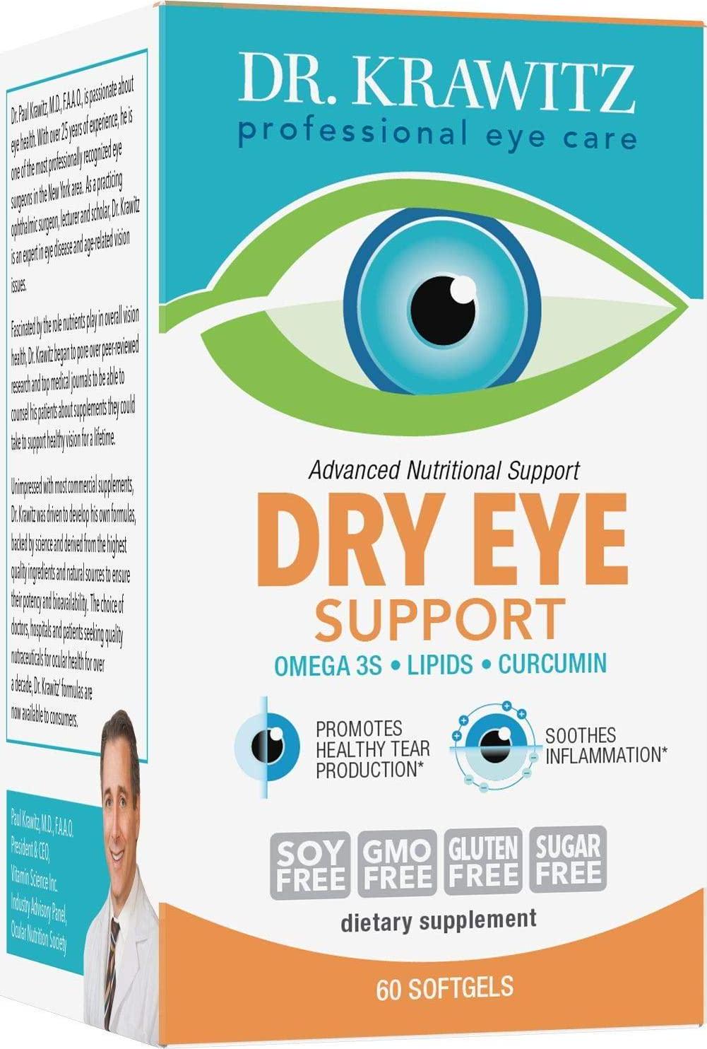 Dry Eye Support with Omega 3, Lipids Curcumin (60 Softgels)