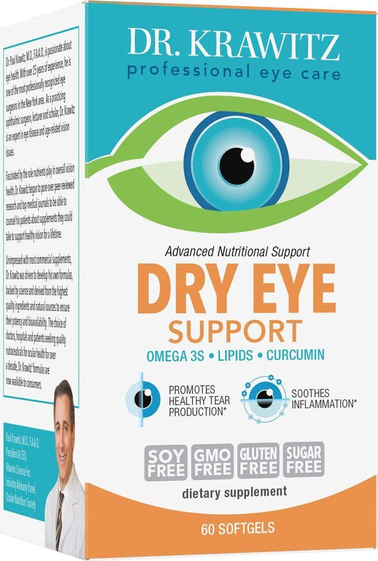 Dry Eye Support with Omega 3, Lipids Curcumin (60 Softgels)