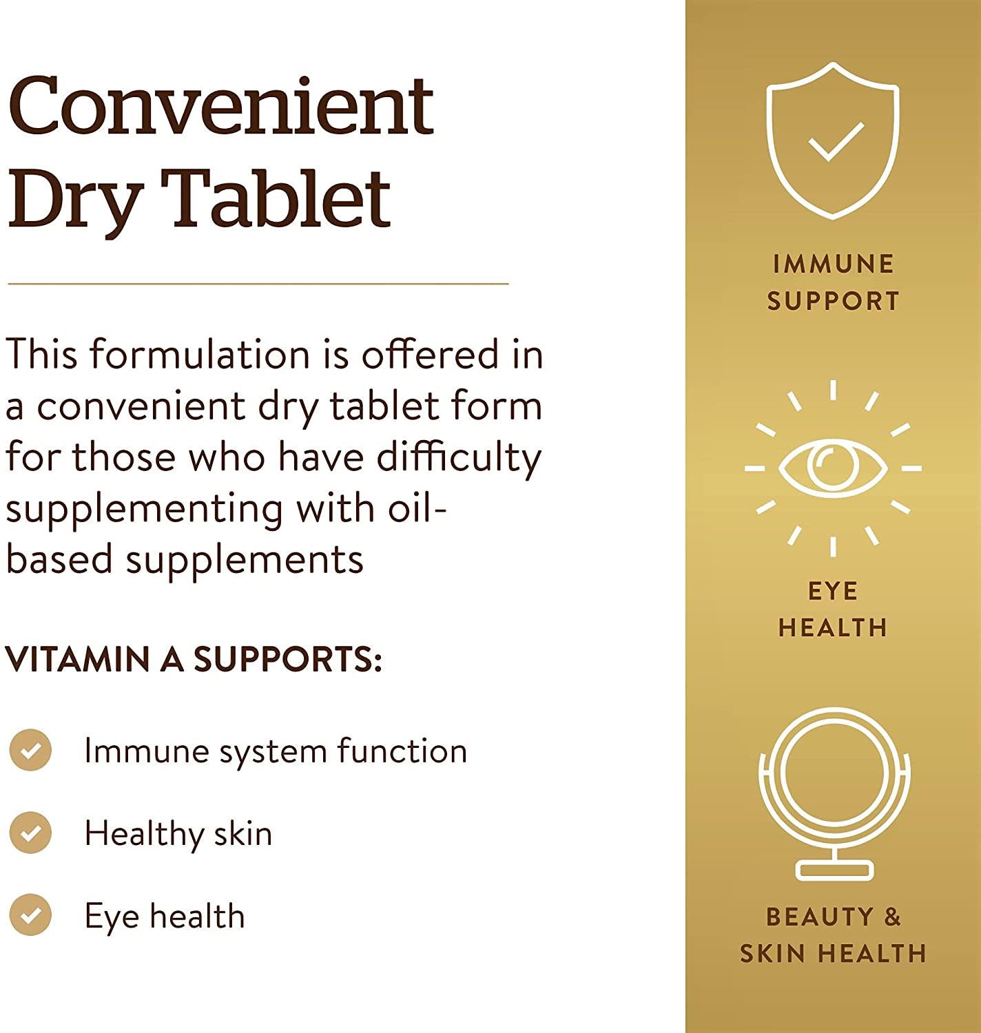 Dry Vitamin A 1500 mcg (5000 IU) Tablets - 100 Count