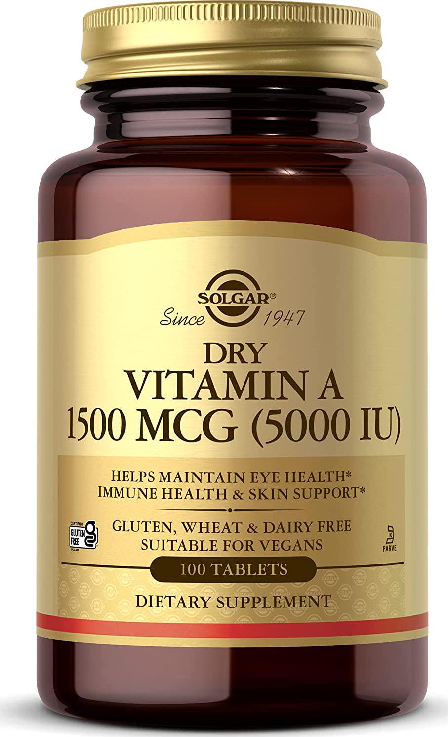 Dry Vitamin A 1500 mcg (5000 IU) Tablets - 100 Count