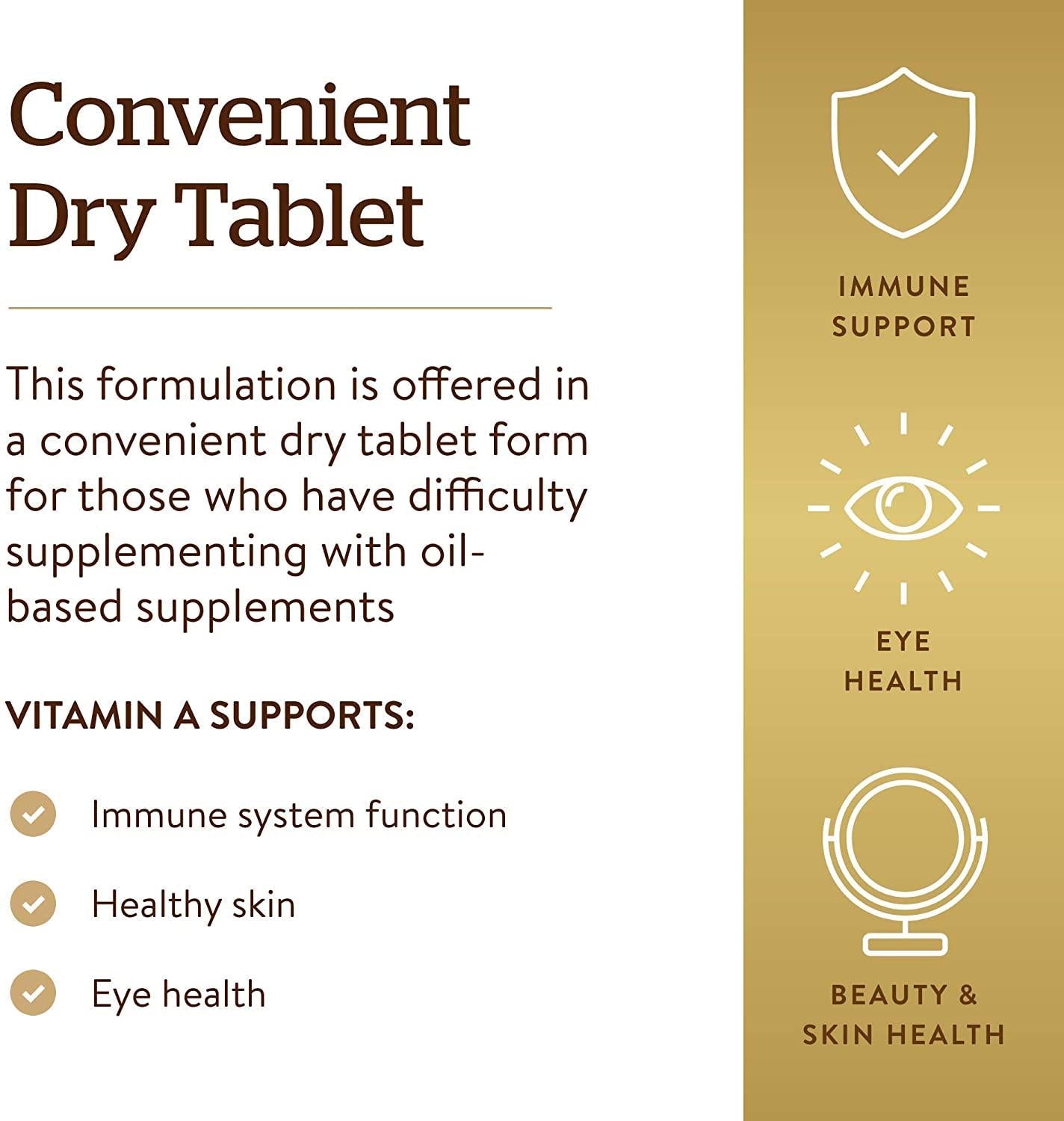 Dry Vitamin A 1500 mcg (5000 IU) Tablets - 100 Count