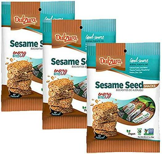 Dulzura Borincana Kit: Vegan Sesame Seed Bites Snack Bars (3 Pack) 3 oz Each Bag - Non GMO Gluten Free + (1) Limited Edition Puerto Rican Sticker by Artist Jose Hoffman