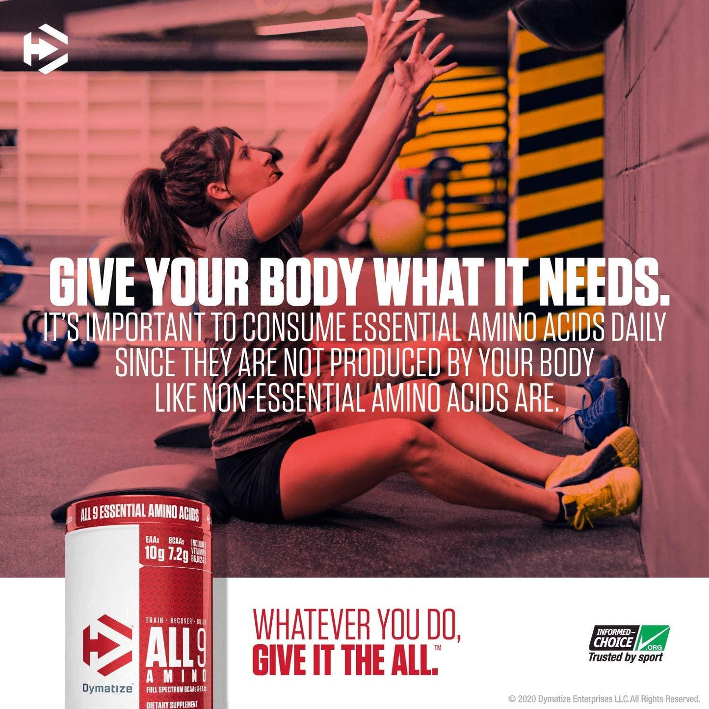 Dymatize All9 Amino, 7.2g of BCAAs, 10g of Full Spectrum Essential Amino Acids Per Serving for Recovery and Muscle Protein Synthesis, Fruit Fusion Rush, 30 Servings, 15.87 Ounce