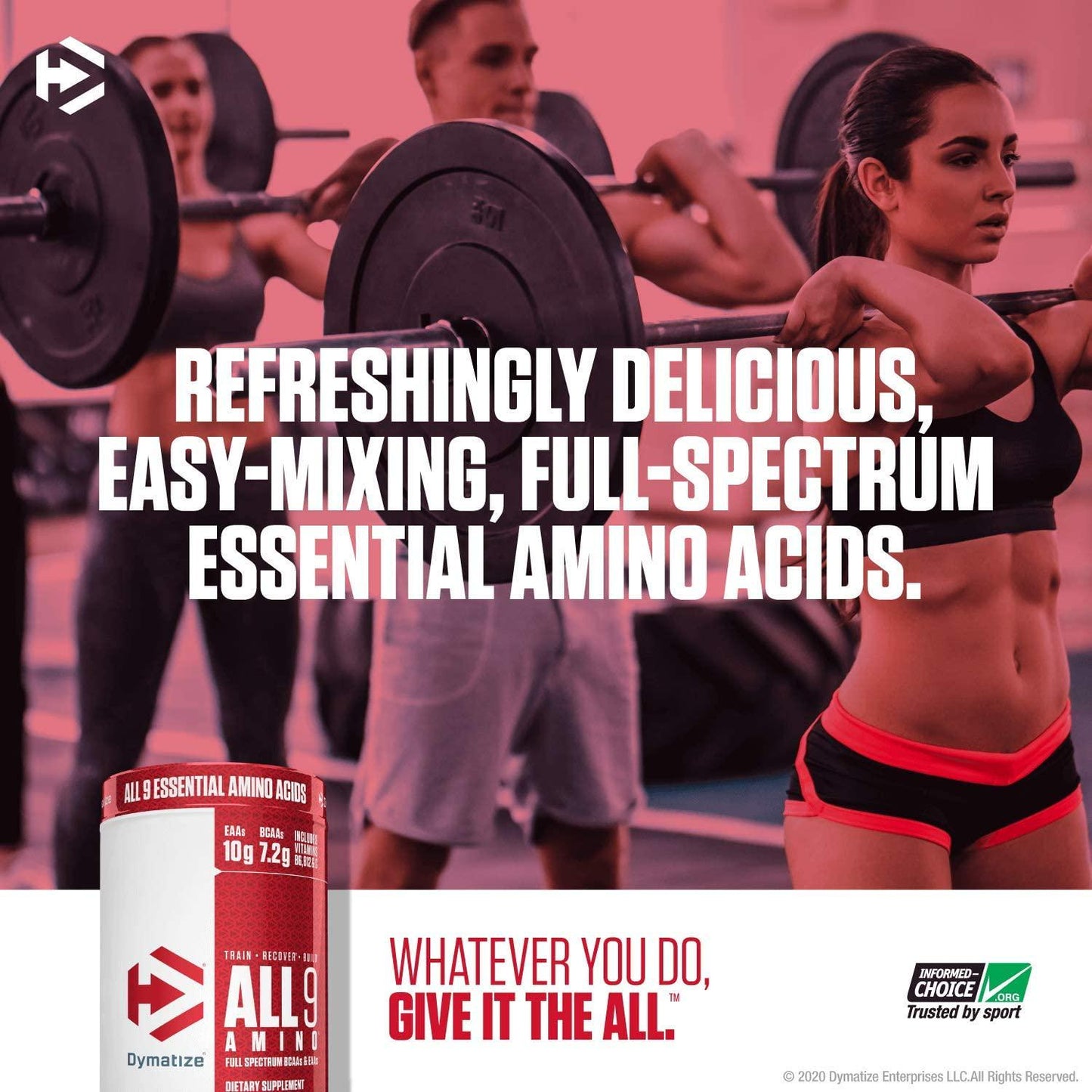 Dymatize All9 Amino, 7.2g of BCAAs, 10g of Full Spectrum Essential Amino Acids Per Serving for Recovery and Muscle Protein Synthesis, Fruit Fusion Rush, 30 Servings, 15.87 Ounce