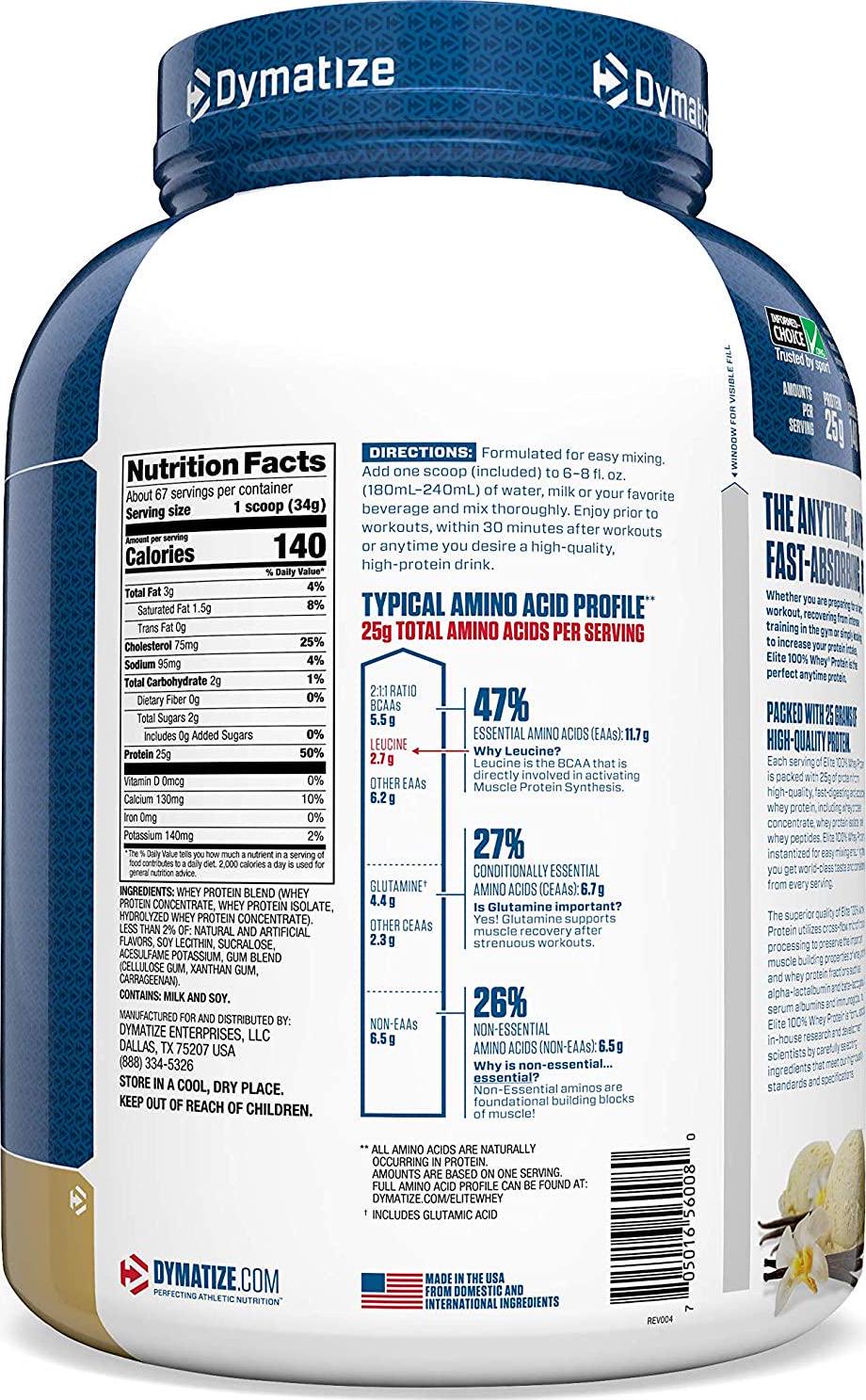 Dymatize Elite Whey Protein, Gourmet Vanilla - 2.3kg