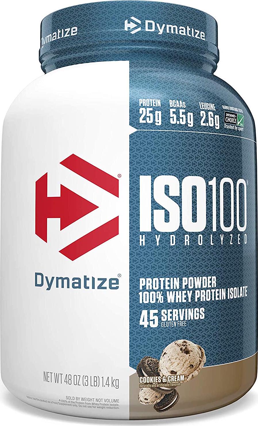 Dymatize ISO100 - 100% Hydrolyzed Whey Protein Isolate - Cookies and Cream - 1.4kg