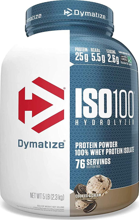 Dymatize ISO100 Hydrolyzed Protein Powder, Cookies and Cream, 5 Pound , 80 Oz