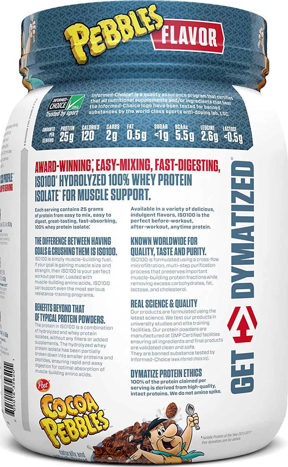 Dymatize ISO100 Hydrolyzed Protein Powder, 100% Whey Isolate Protein, 25g of Protein, 5.5g BCAAs, Gluten Free, Fast Absorbing, Easy Digesting, Gourmet Chocolate, 20 Servings