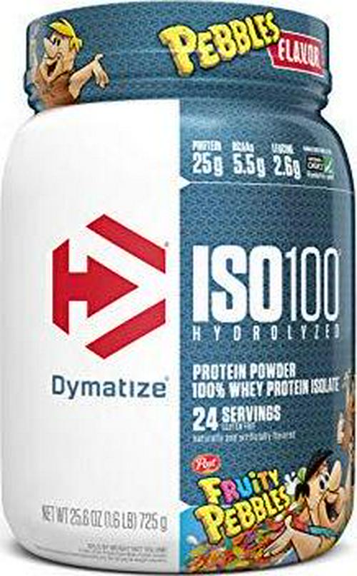 Dymatize ISO100 Hydrolyzed Protein Powder, 100% Whey Isolate Protein, 25g of Protein, 5.5g BCAAs, Gluten Free, Fast Absorbing, Easy Digesting, Fruity Pebbles, 1.6 Pound