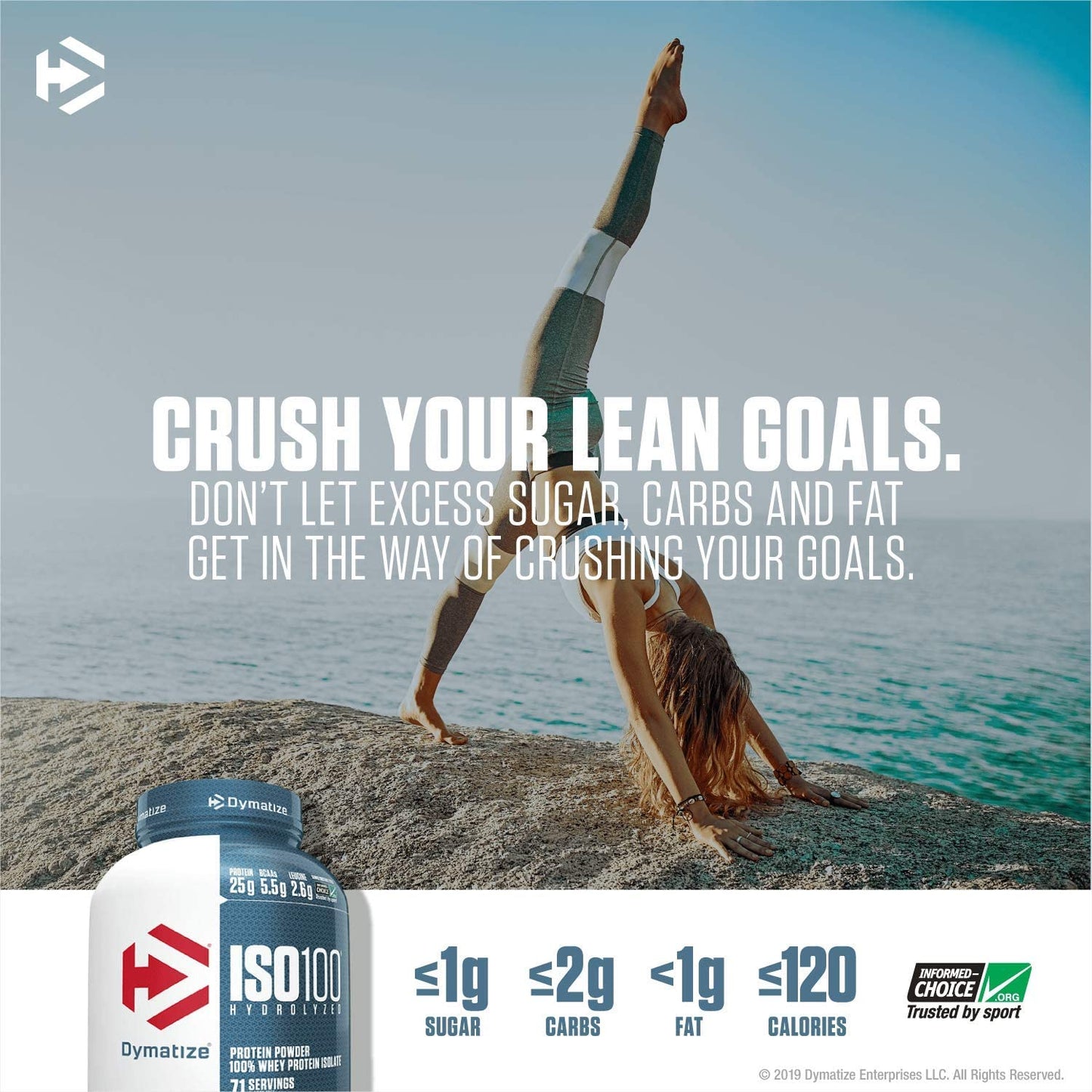 Dymatize ISO100 Hydrolyzed Protein Powder, 100% Whey Isolate Protein, 25g of Protein, 5.5g BCAAs, Gluten Free, Fast Absorbing, Easy Digesting, Gourmet Chocolate, 20 Servings