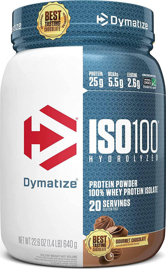 Dymatize ISO100 Hydrolyzed Protein Powder, 100% Whey Isolate Protein, 25g of Protein, 5.5g BCAAs, Gluten Free, Fast Absorbing, Easy Digesting, Gourmet Chocolate, 20 Servings